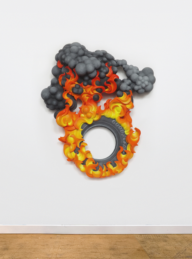 burning tire sculpture harma heikens